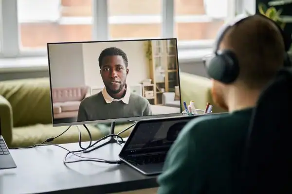 Man attending online mediation Hoddesdon MIAMS session